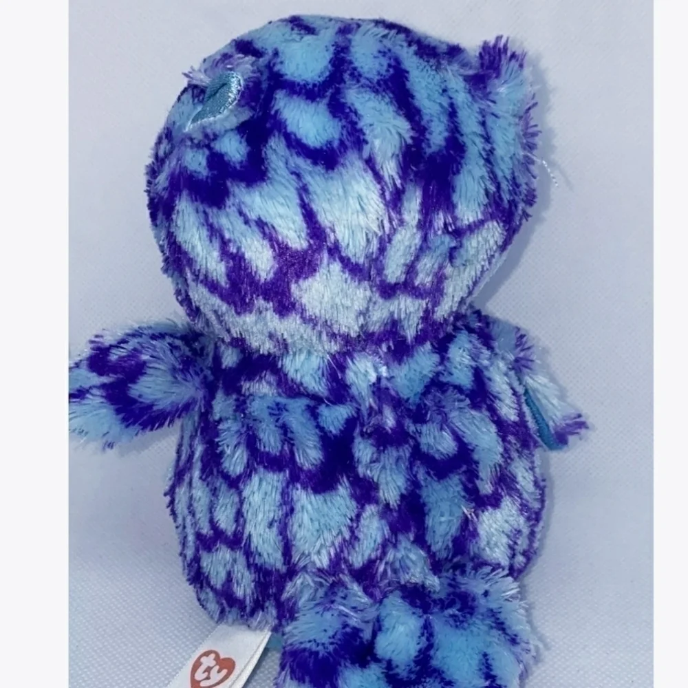 TY Beanie Boo Oscar Owl Purple Blue Plush Sparkle Eye Stuffed Animal Cute Bird